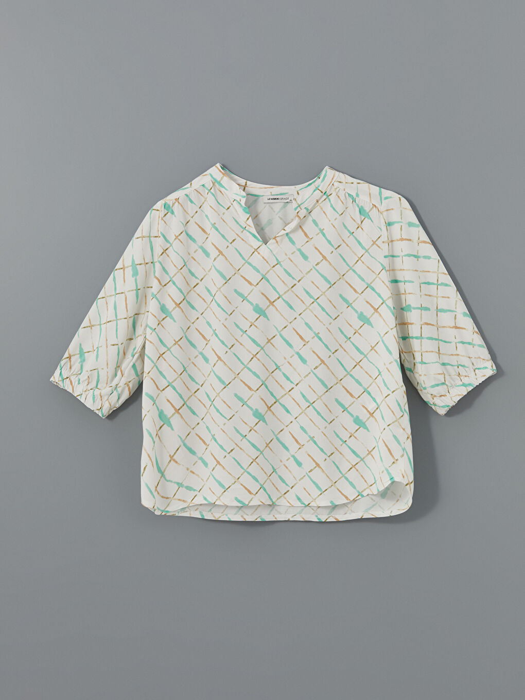 Notch Neck Patterned Women's Blouse -S5EB23Z8-SWC