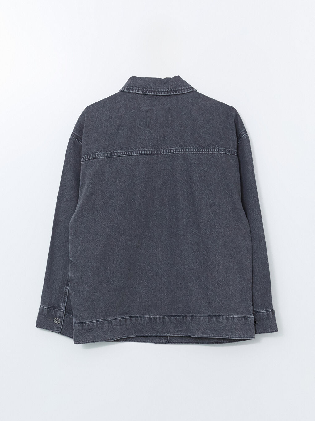 Shirt Collar Stone Studded Oversized Women'S Denim Jacket -S5EB52Z8-GRD