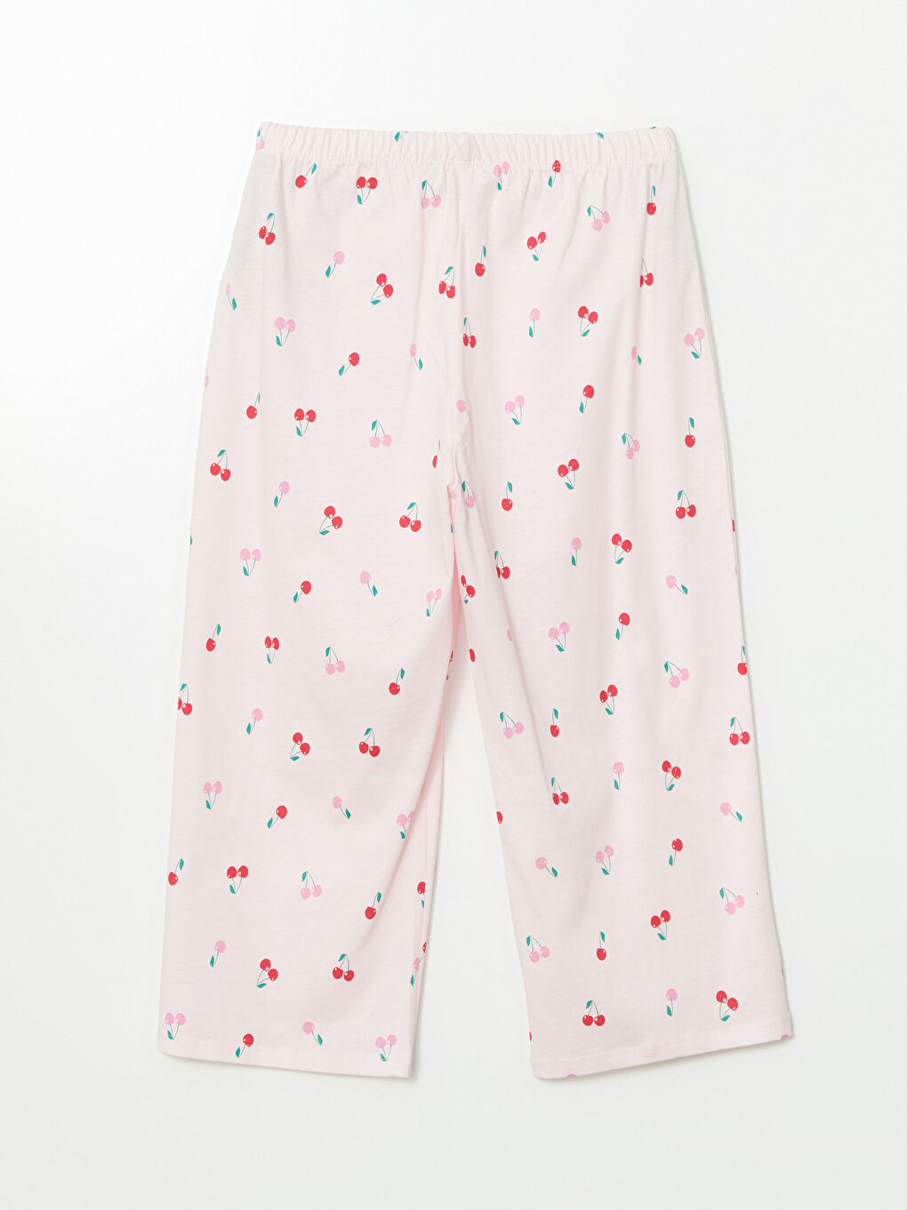 Pembe Beli Lastikli Desenli Kadın Kapri Pijama Altı-1
