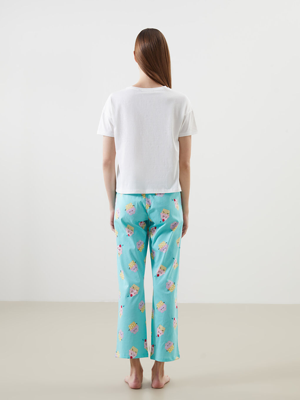 Crew Neck Printed Women's Pajamas Set -S5EB95Z8-LTU