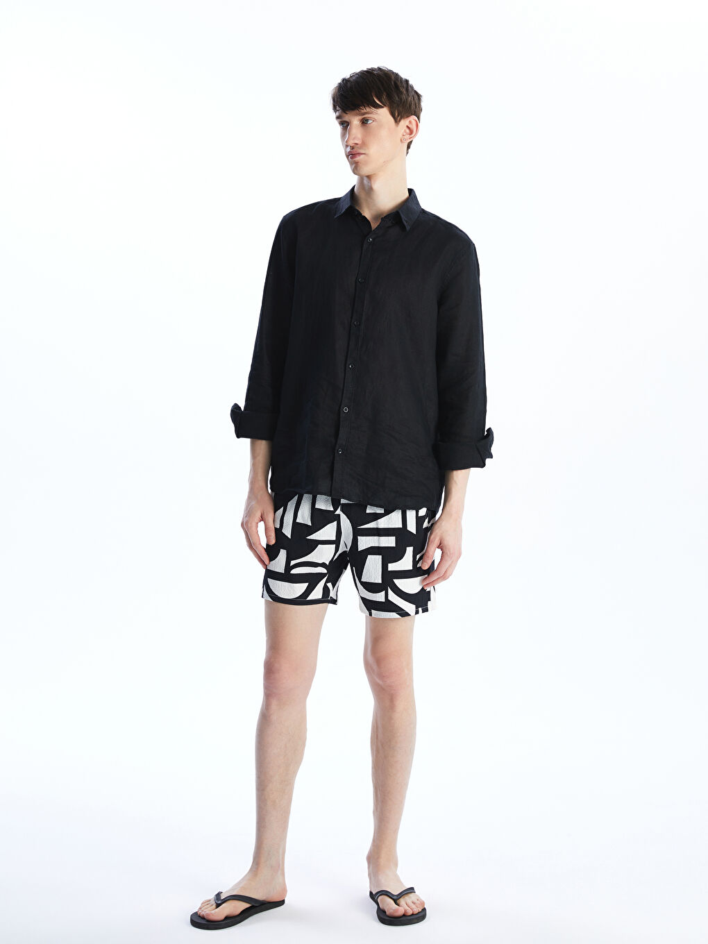 Short Patterned Men's Swimming Shorts -S5EC11Z8-LQJ