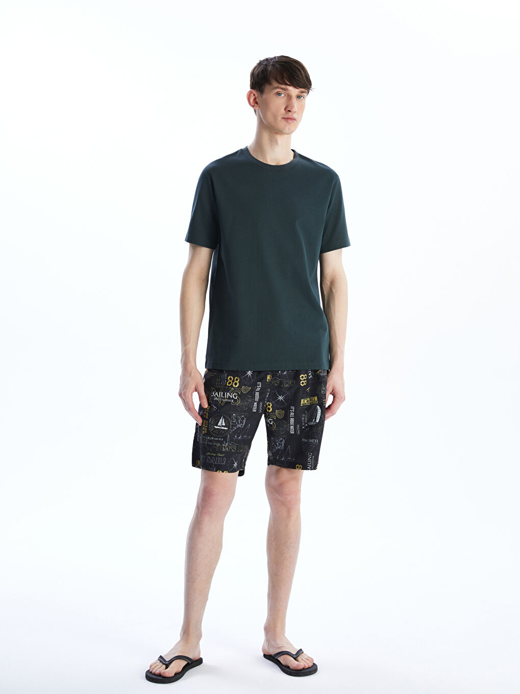 Knee Length Patterned Men's Swimming Shorts -S5EC15Z8-LQ9