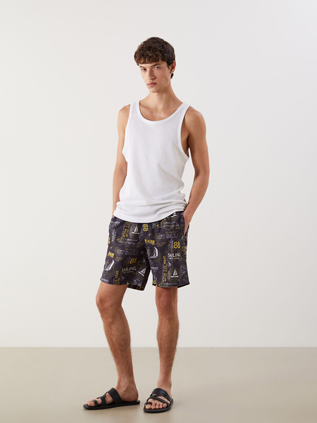 Knee Length Patterned Men's Swimming Shorts -S5EC15Z8-LQ9