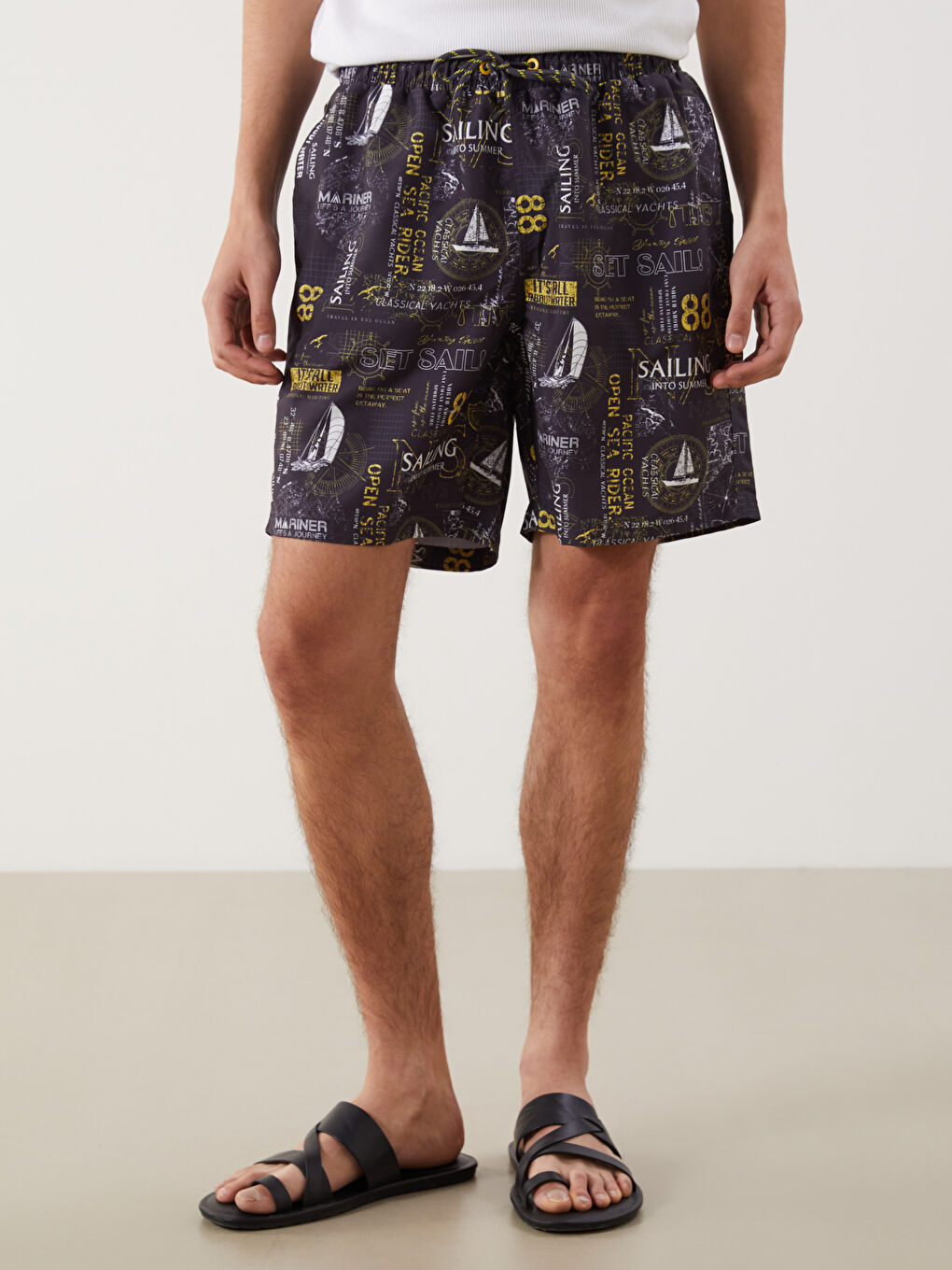 Knee Length Patterned Men's Swimming Shorts -S5EC15Z8-LQ9