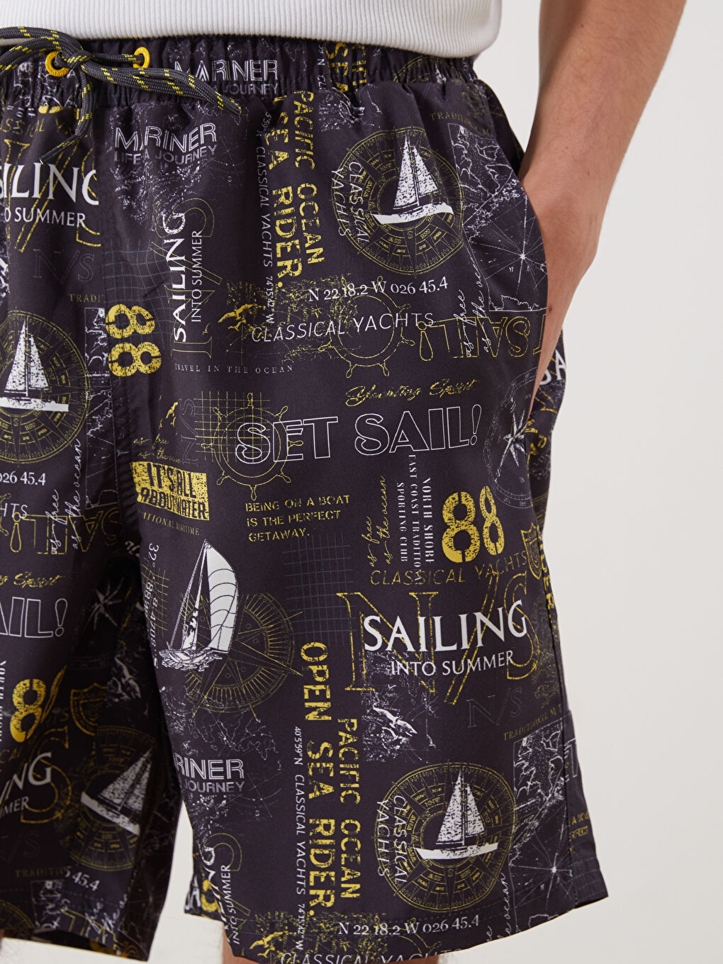 Knee Length Patterned Men's Swimming Shorts -S5EC15Z8-LQ9