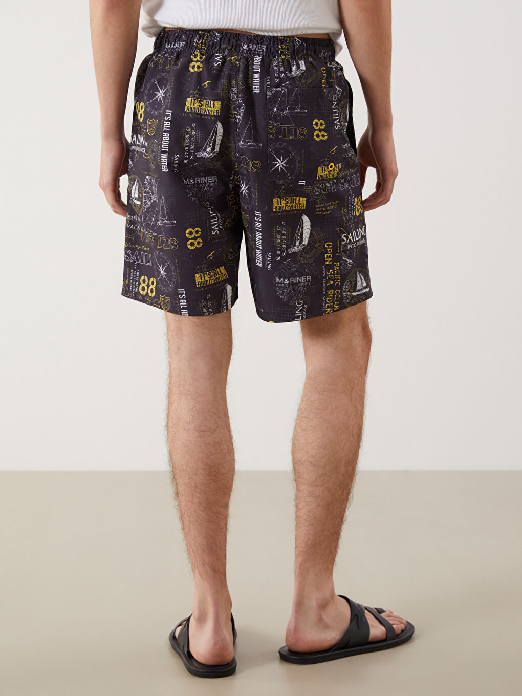 Knee Length Patterned Men's Swimming Shorts -S5EC15Z8-LQ9