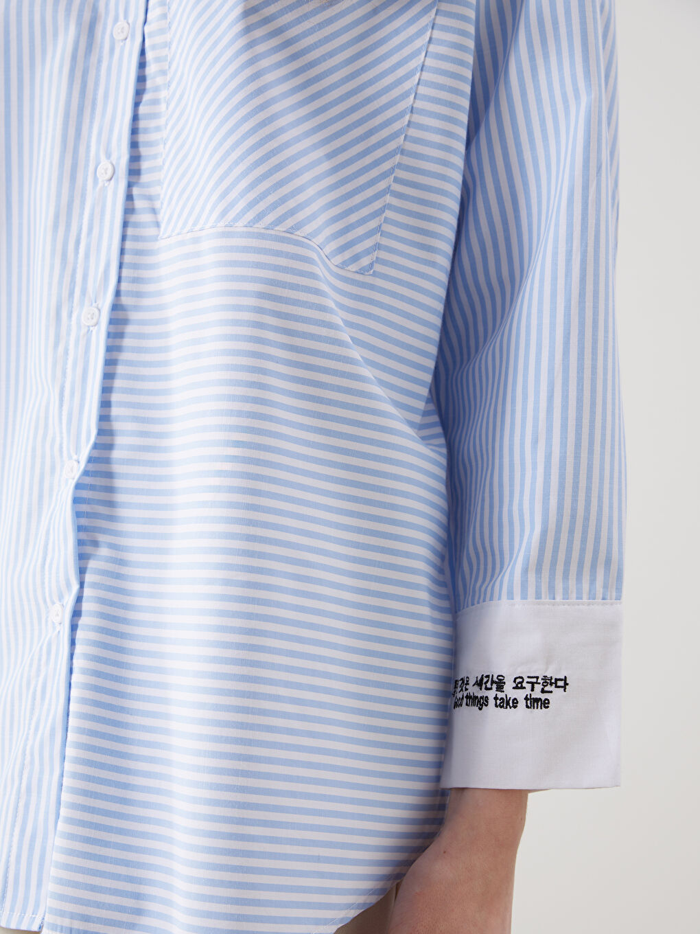Tunique Chemise Rayée Surdimensionnée Pour Femmes-2