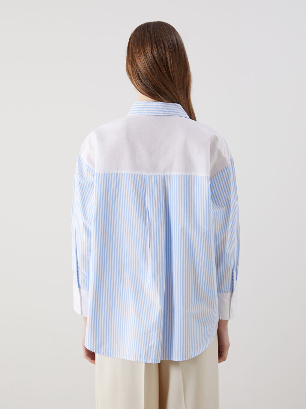 Tunique Chemise Rayée Surdimensionnée Pour Femmes-3
