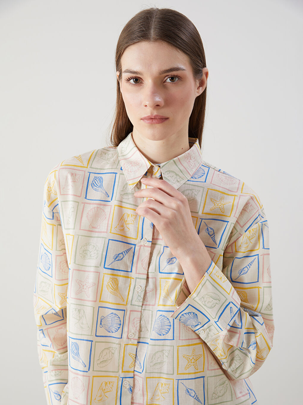 Tunique Chemise Pour Femmes Surdimensionnée À Motifs-2