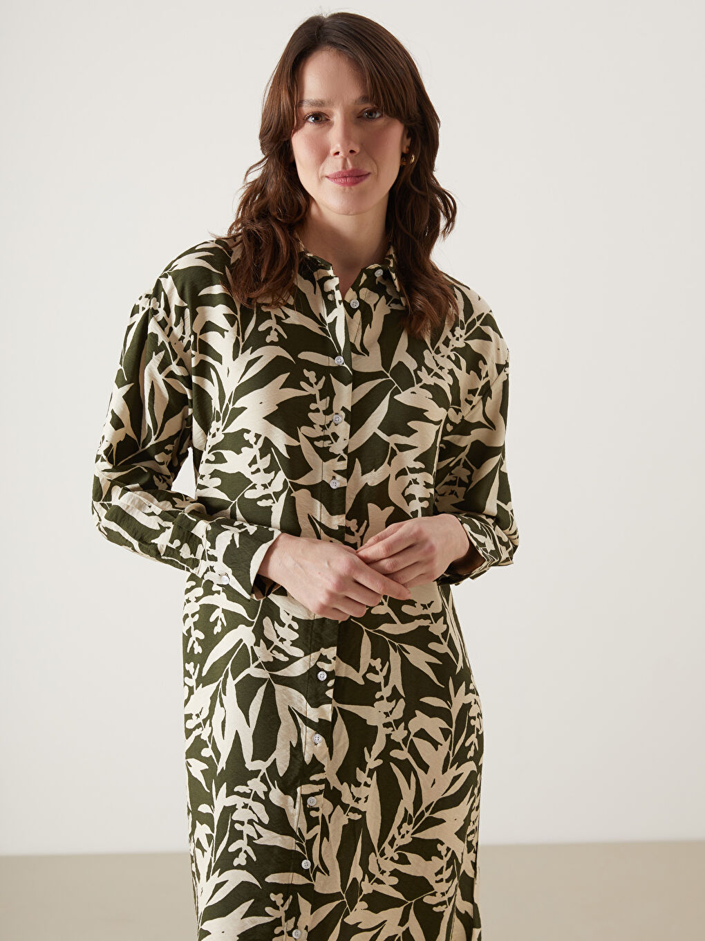 Floral Oversize Women's Shirt Dress -S5EC26Z8-LRR