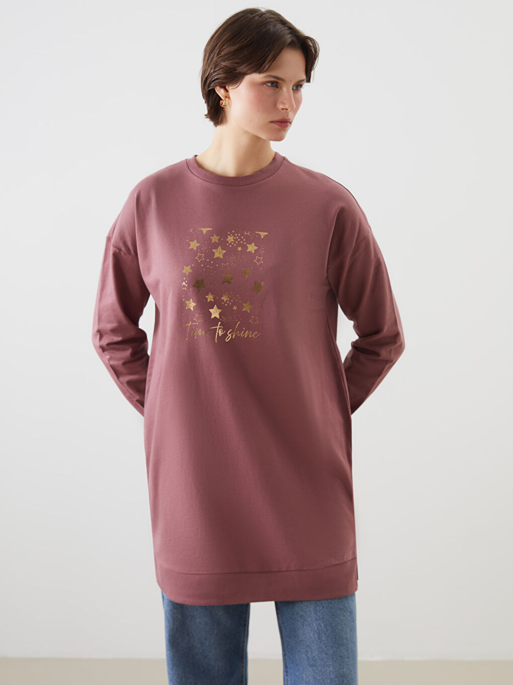Printed Oversize Women's Sweatshirt Tunic -S5EC29Z8-H8W