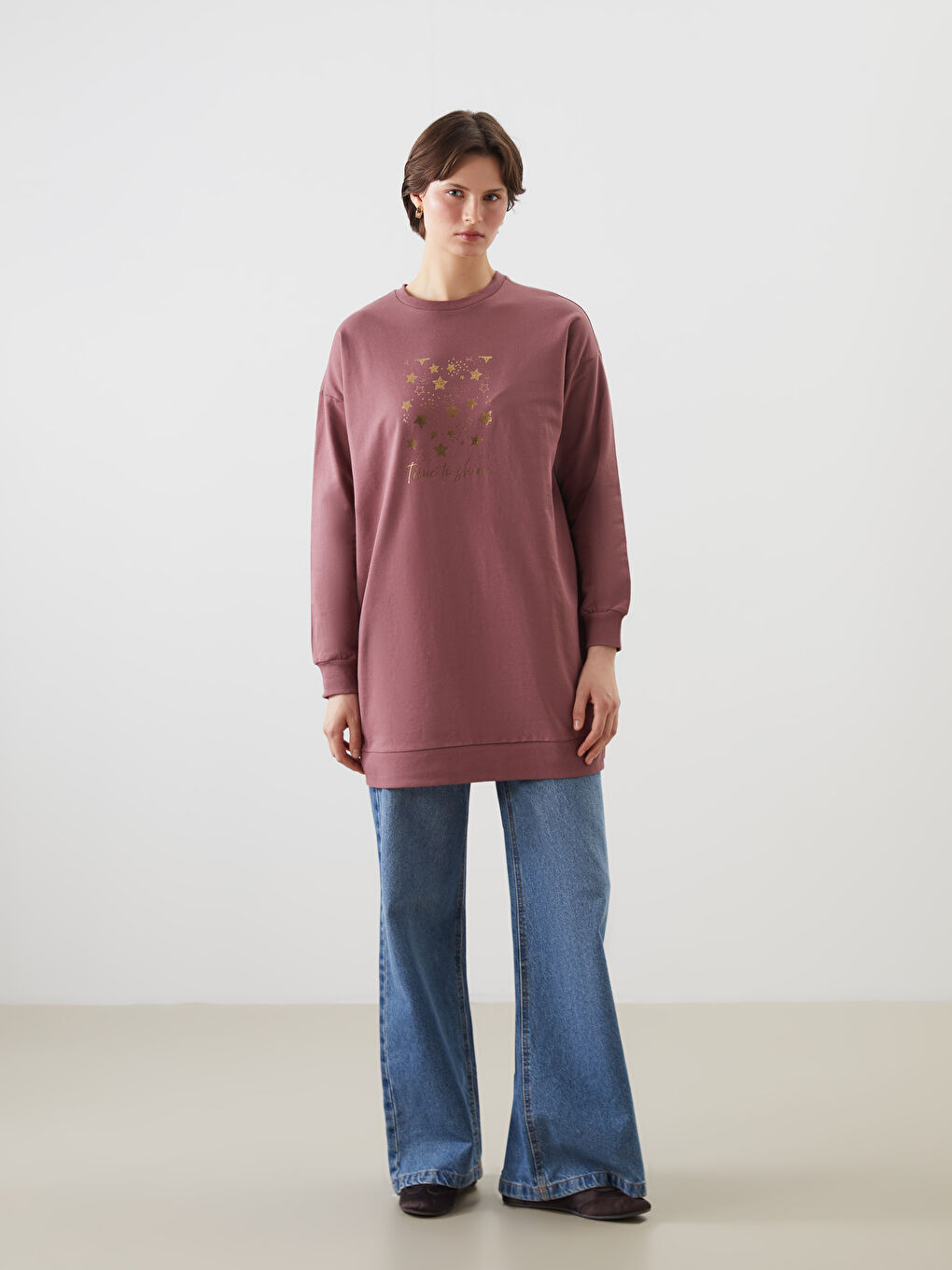 Printed Oversize Women's Sweatshirt Tunic -S5EC29Z8-H8W
