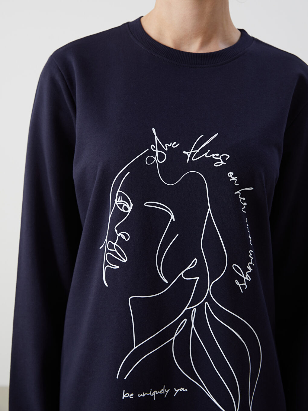 Crew Neck Printed Women's Sweatshirt Tunic -S5EC31Z8-HSA