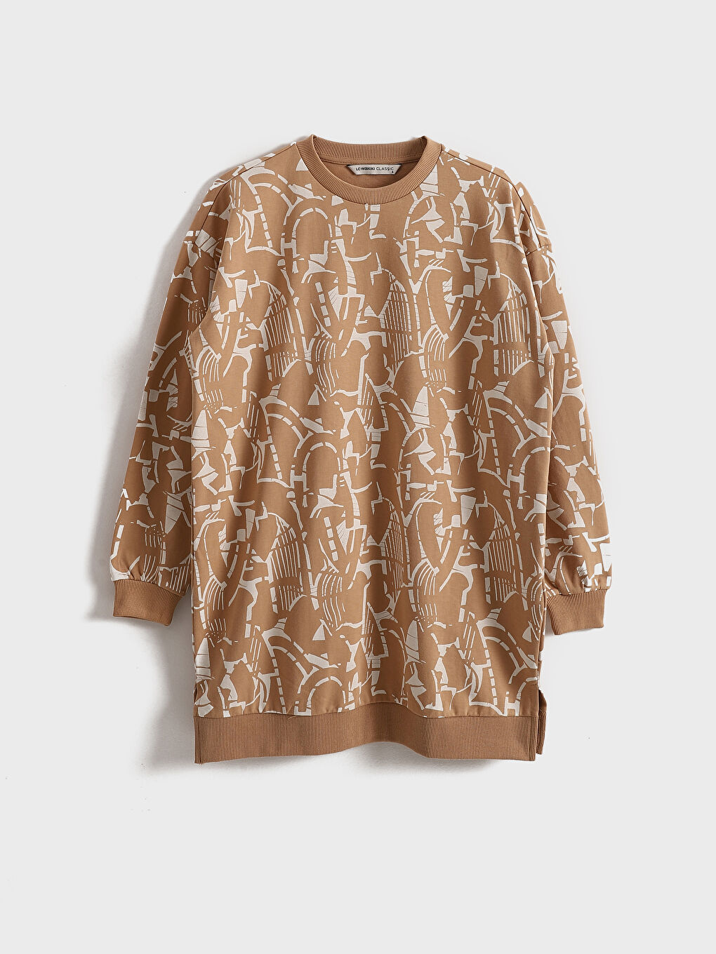 Crew Neck Patterned Oversize Women's Sweatshirt Tunic -S5EC39Z8-LQY