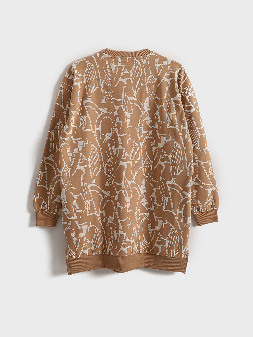 Crew Neck Patterned Oversize Women's Sweatshirt Tunic -S5EC39Z8-LQY