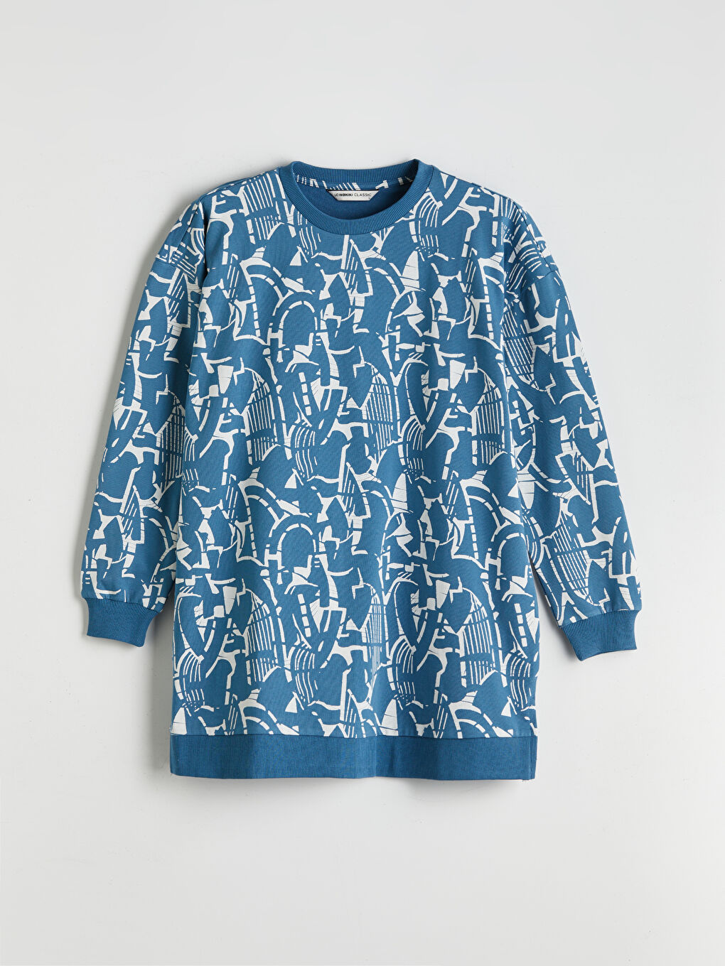 Crew Neck Patterned Oversize Women's Sweatshirt Tunic -S5EC39Z8-LQQ