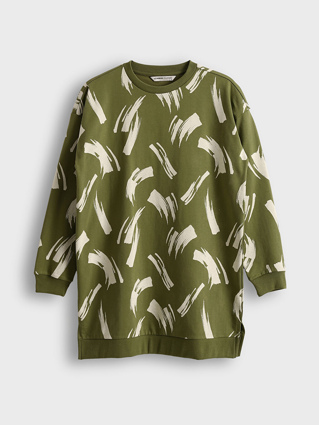 Crew Neck Patterned Oversize Women's Sweatshirt Tunic -S5EC39Z8-LS6