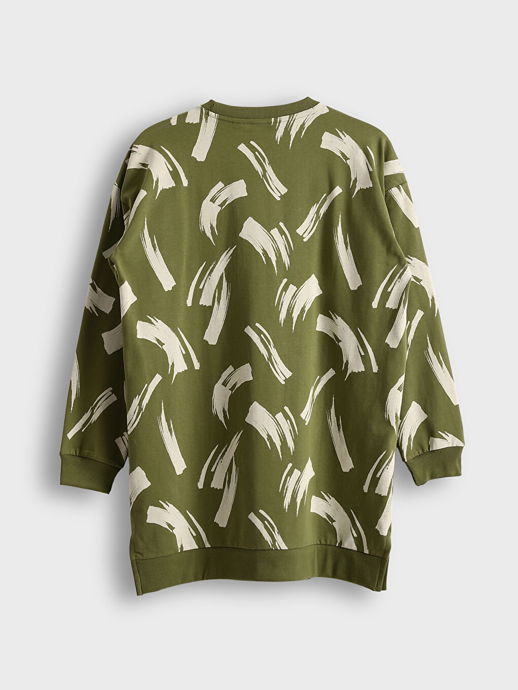 Crew Neck Patterned Oversize Women's Sweatshirt Tunic -S5EC39Z8-LS6