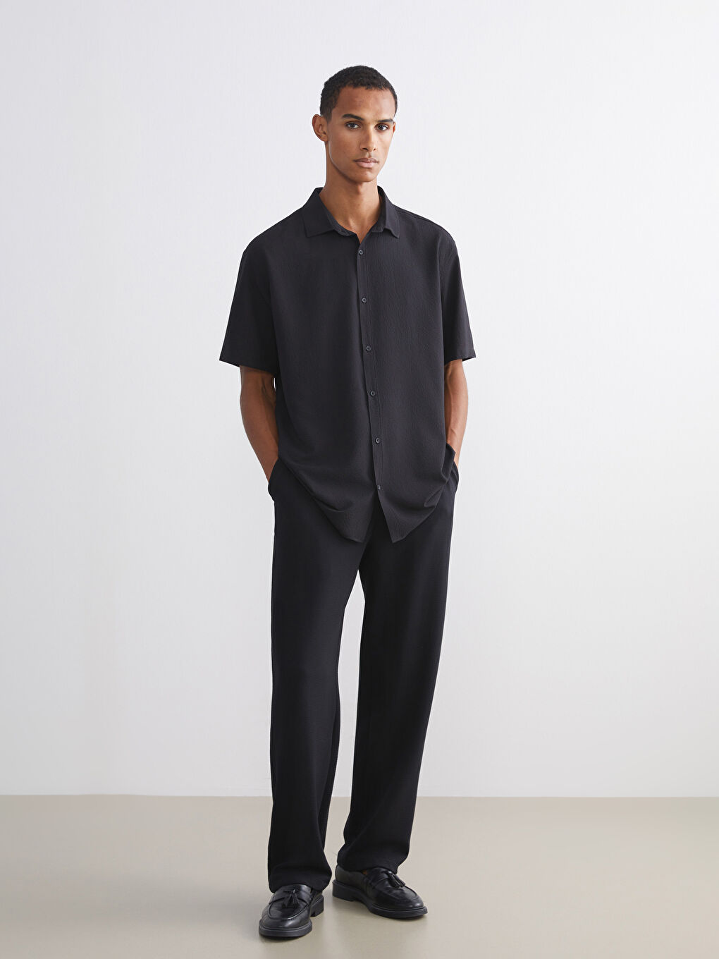 ерлерге арналған стандартты пішім қысқа жең жейде-1