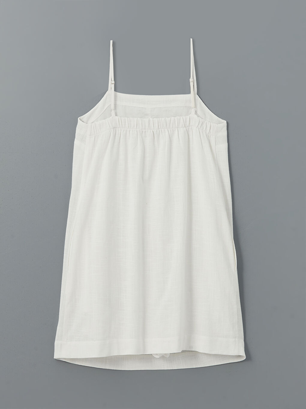 Square Collar Strappy Linen-Look Dress -S5EC71Z8-R9J