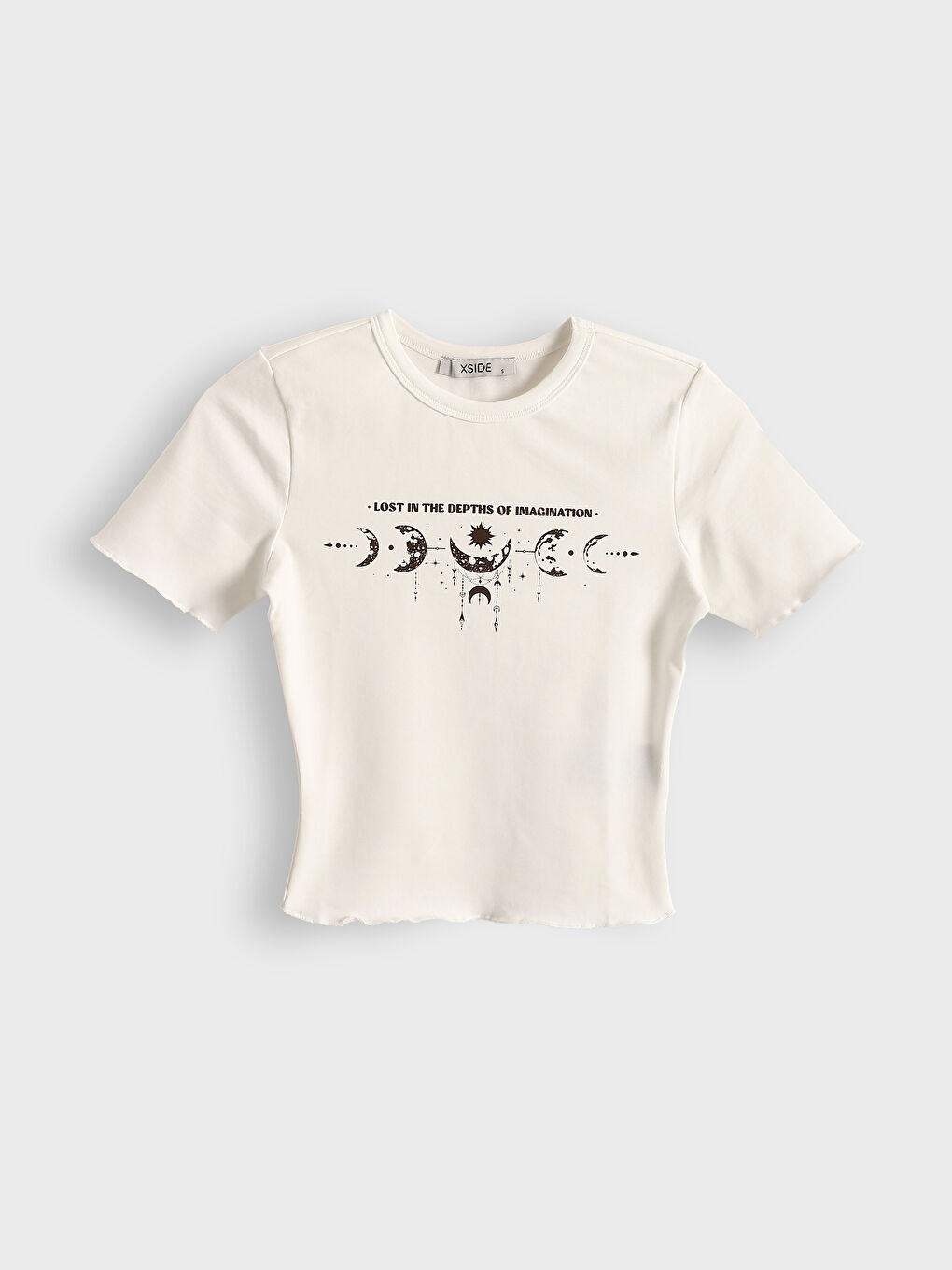 Crew Neck Printed Women's Crop Top -S5EC76Z8-FEW