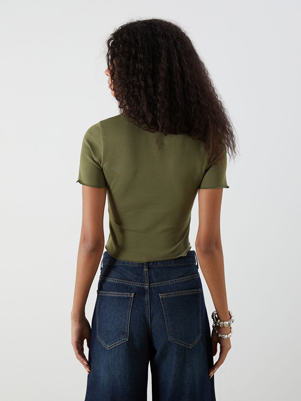 Crew Neck Printed Women's Crop Top -S5EC76Z8-H1Z