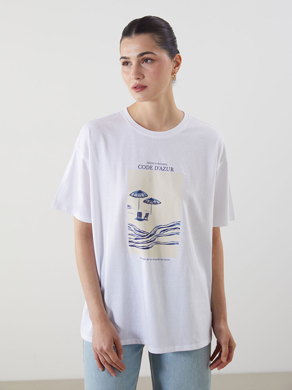 T-shirt Imprimé à Col Rond pour Femmes