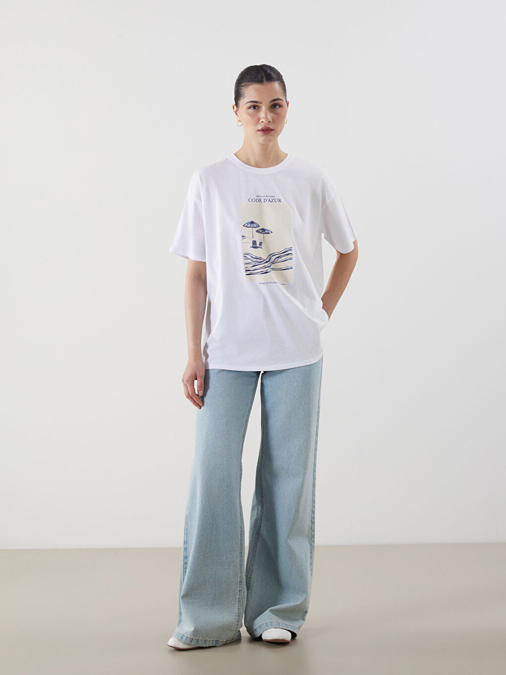 T-shirt Imprimé à Col Rond pour Femmes-1