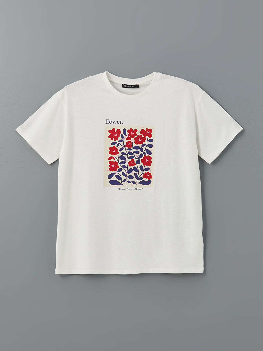 T-shirt Oversize Floral à Col Rond pour Femmes-4