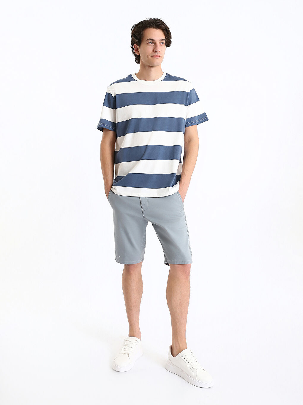 Crew Neck Striped Combed Cotton Men's T-Shirt-1