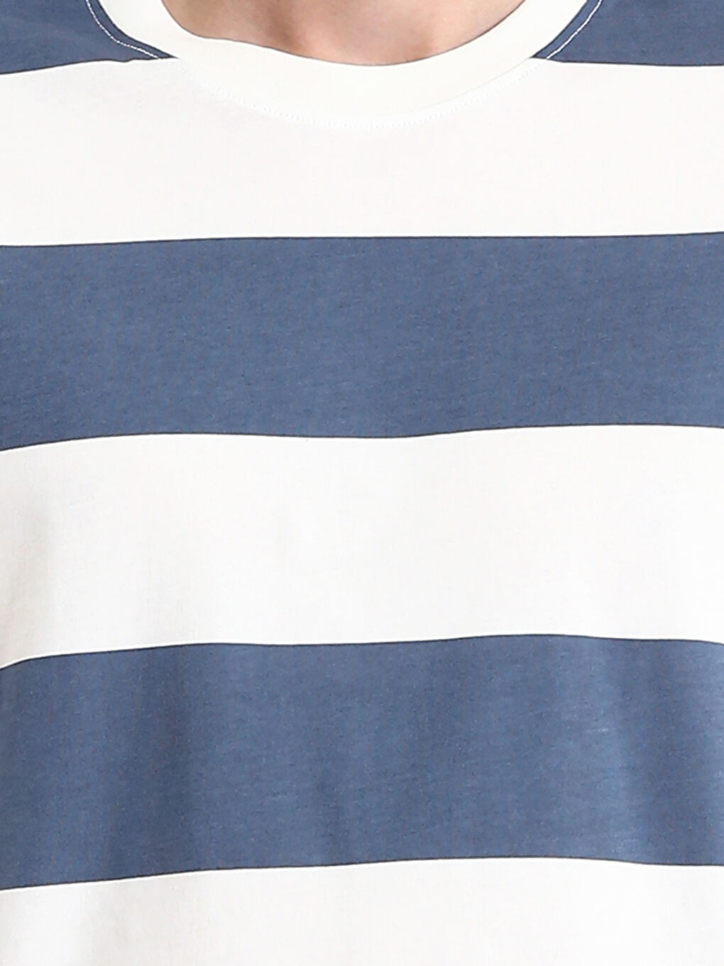 Crew Neck Striped Combed Cotton Men's T-Shirt-2