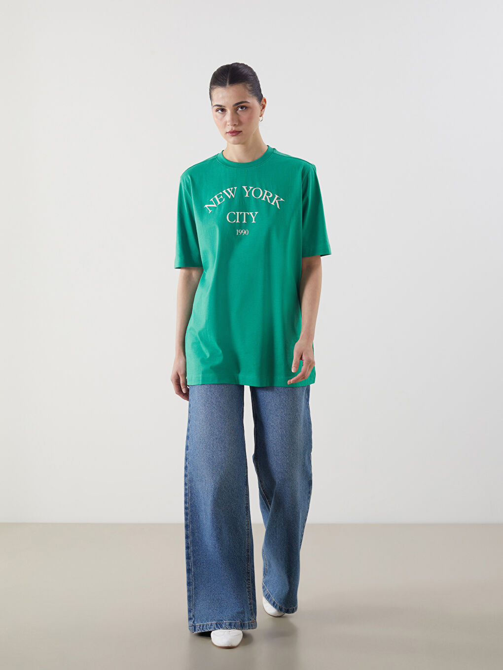 T-shirt pour Femmes à Col Rond Imprimé New York-1