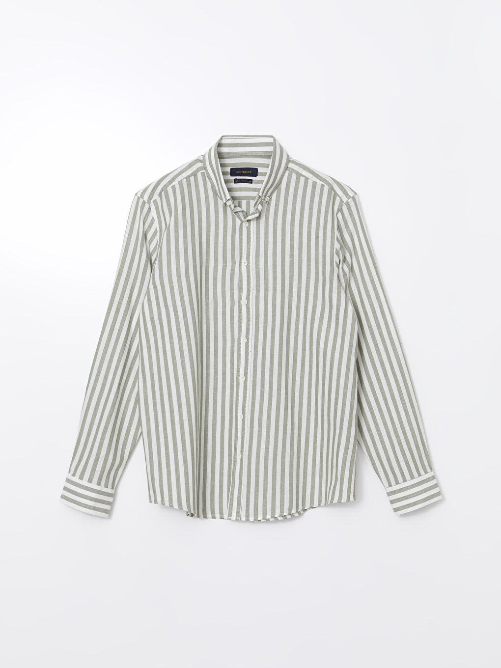 قميص رجالي بوبلين مخطط بأكمام طويلة وقصة عادية-4