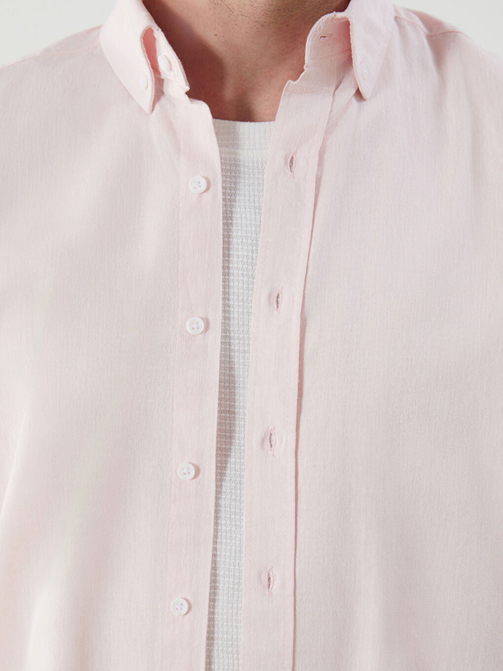 Regular Fit Short Sleeve Linen Blend Men's Shirt -S5ED23Z8-CS8