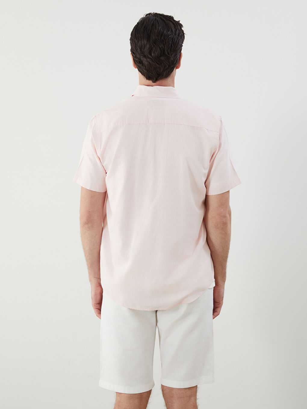 Regular Fit Short Sleeve Linen Blend Men's Shirt -S5ED23Z8-CS8