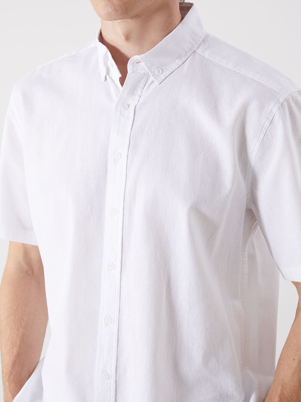 Regular Fit Short Sleeve Linen Blend Men's Shirt -S5ED23Z8-R9J