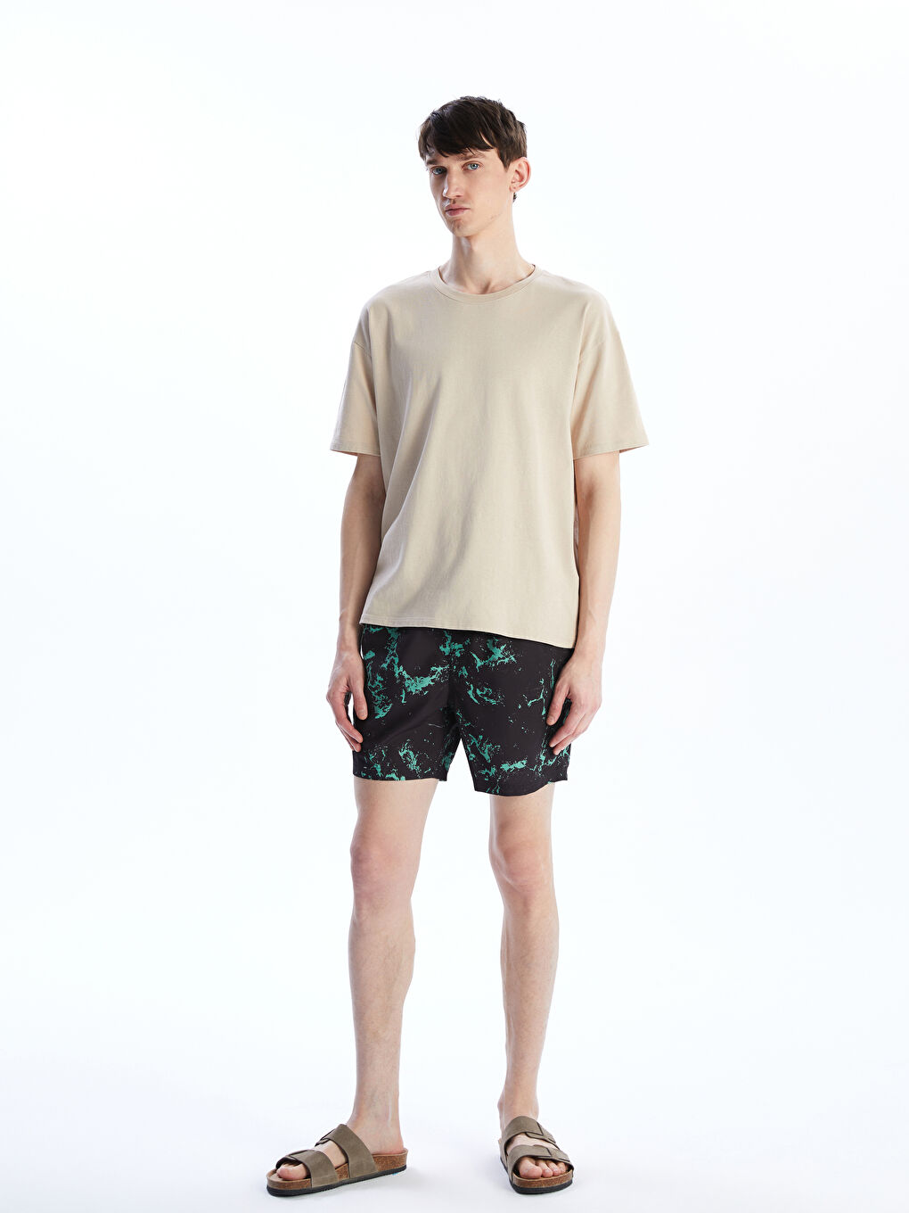 Short Patterned Men's Swimming Shorts -S5ED24Z8-LS6