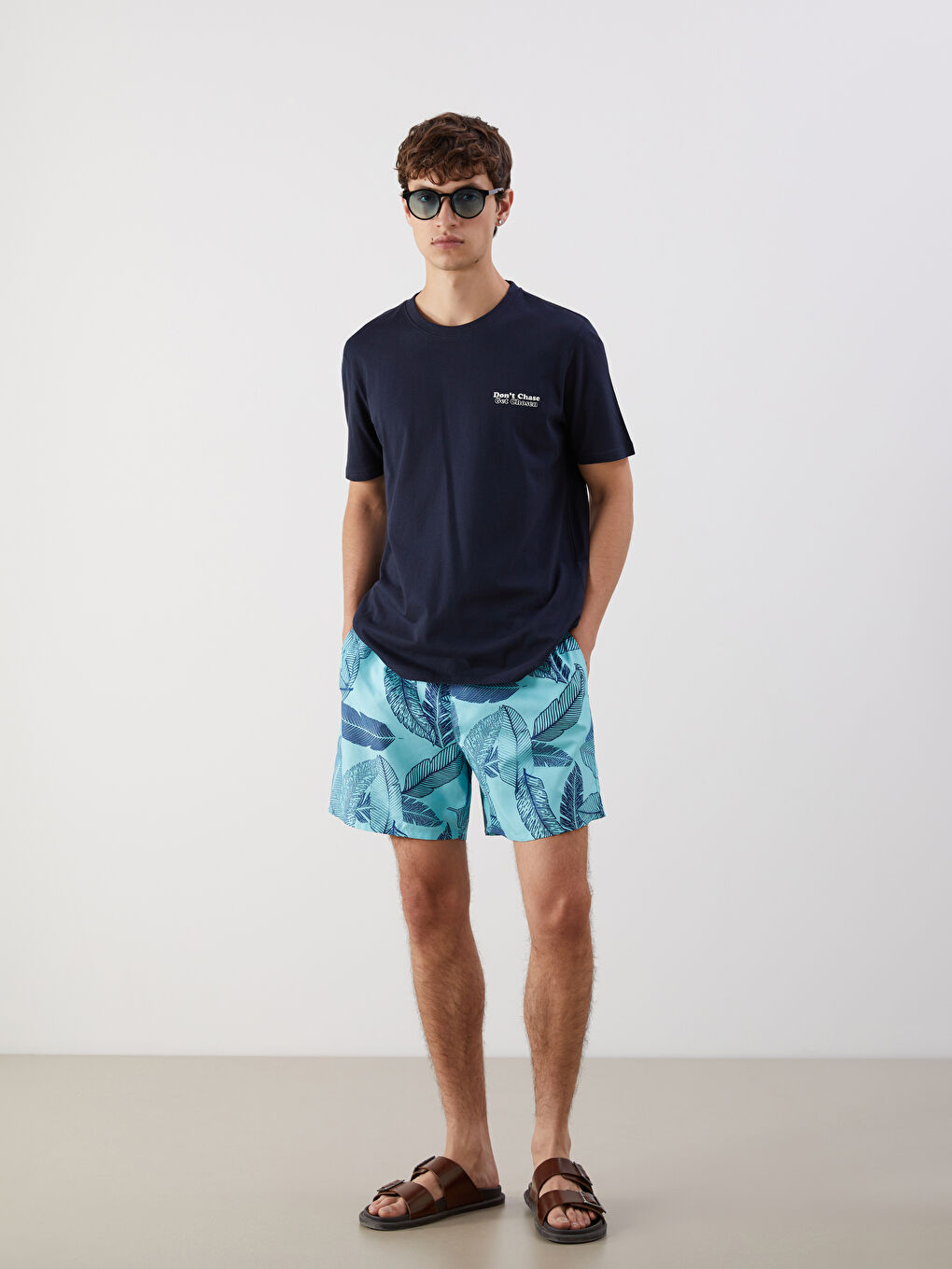 Short Patterned Men's Swimming Shorts -S5ED26Z8-LU0