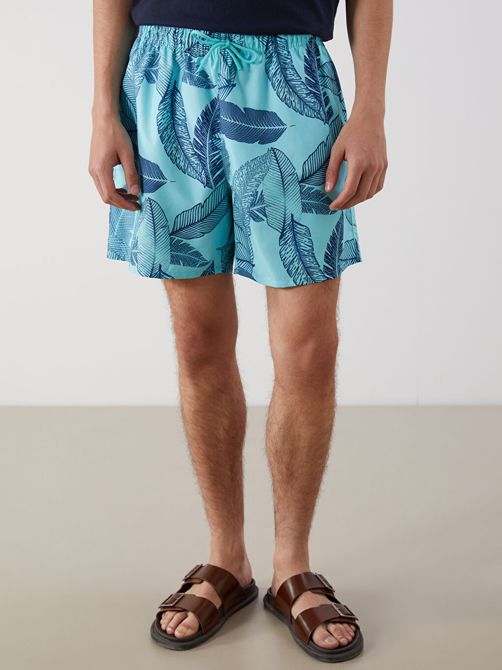 Short Patterned Men's Swimming Shorts -S5ED26Z8-LU0