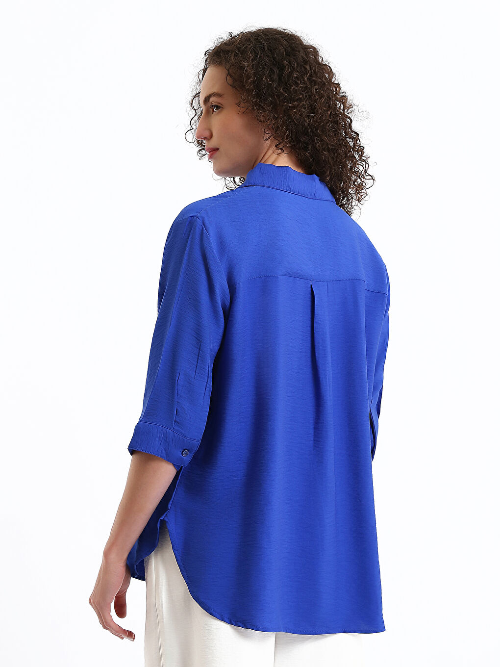 Collared Neck Short Sleeve Women's Shirt-4