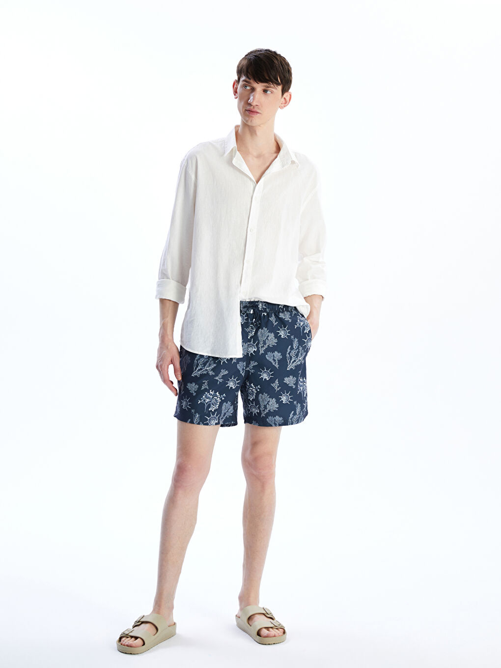 Short Patterned Men's Swimming Shorts -S5ED36Z8-LSJ