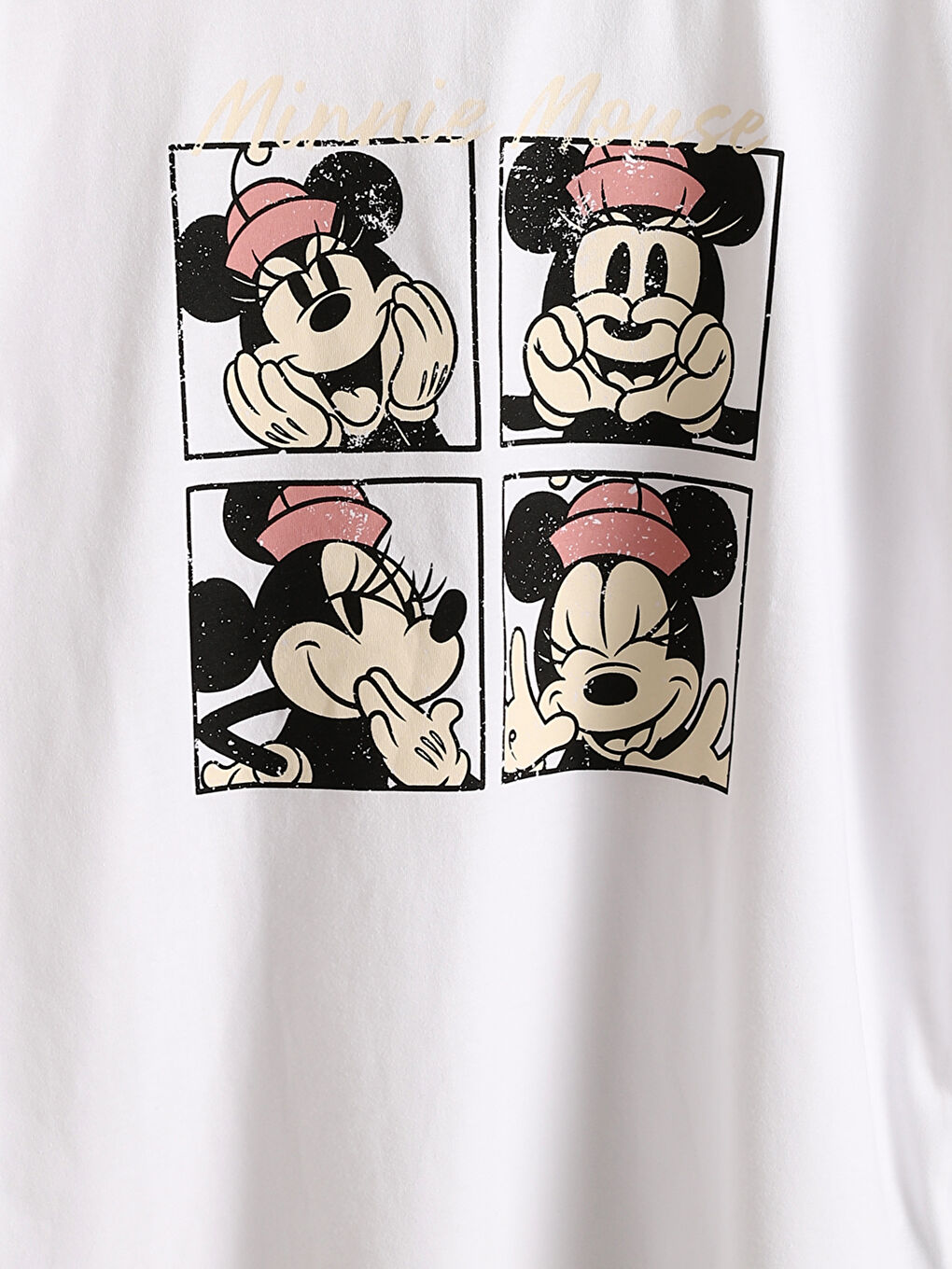 Crew Neck Minnie Mouse Printed Short Sleeve Women's T-Shirt -S5ED38Z8-Q6K