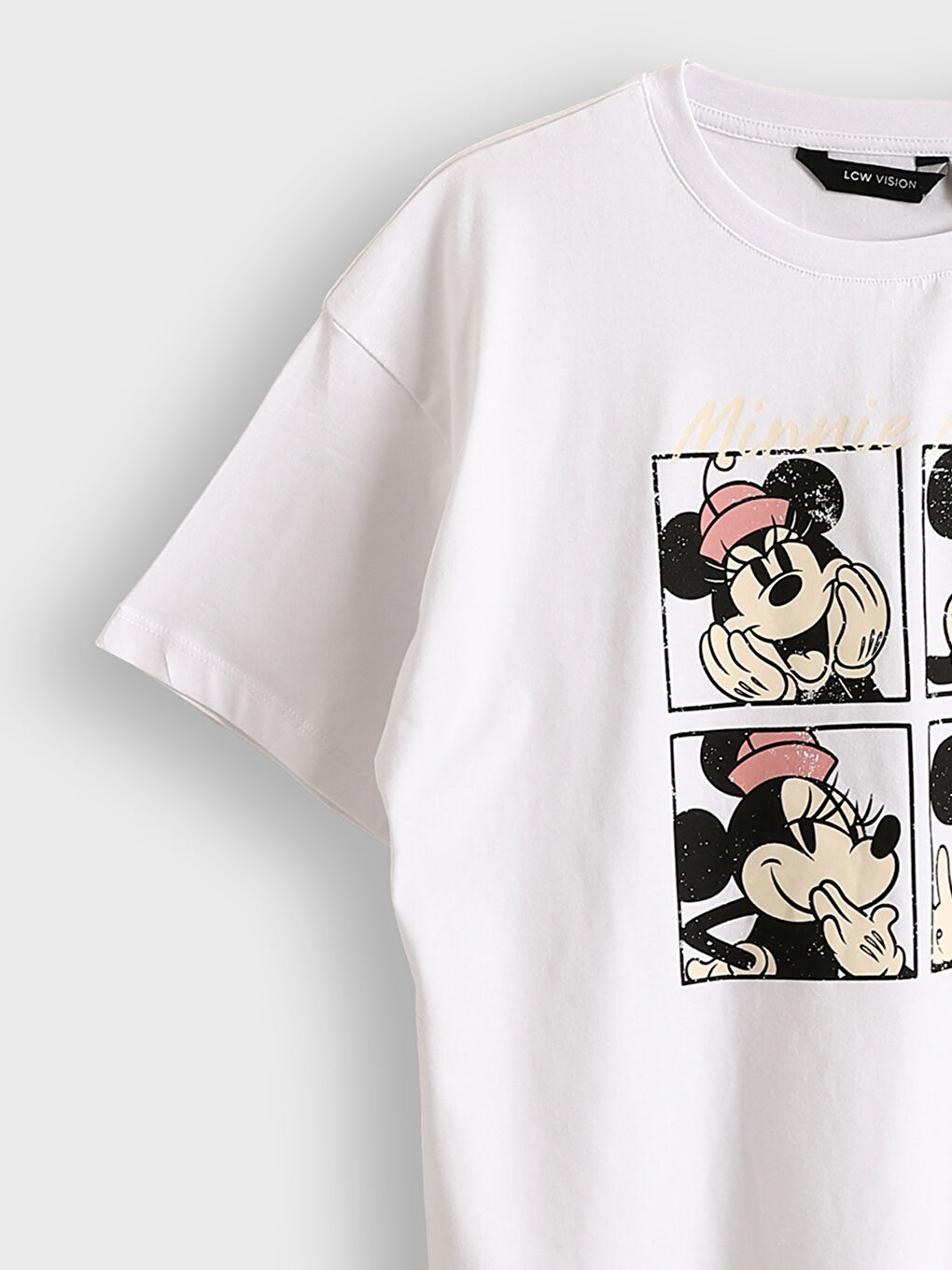 Crew Neck Minnie Mouse Printed Short Sleeve Women's T-Shirt -S5ED38Z8-Q6K