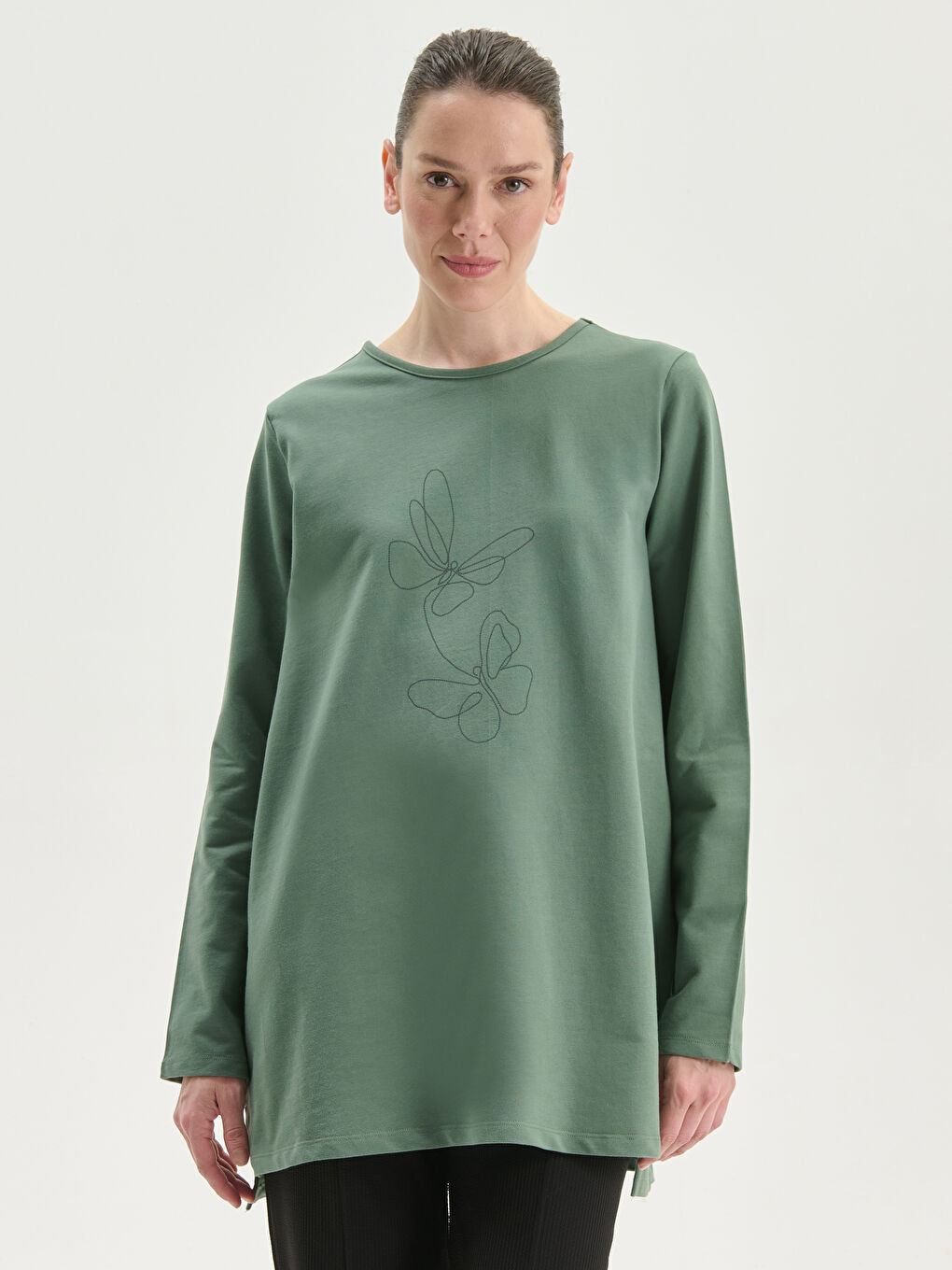 Crew Neck Printed Long Sleeve Women's T-Shirt -S5ED47Z8-GQQ