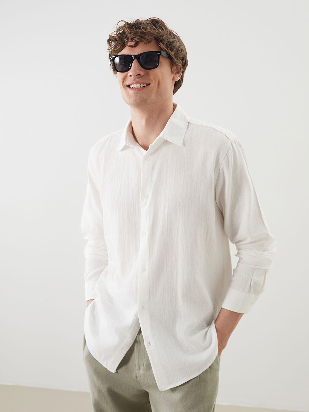 Relaxed Fit Long Sleeve Men's Shirt -S5ED54Z8-R9J