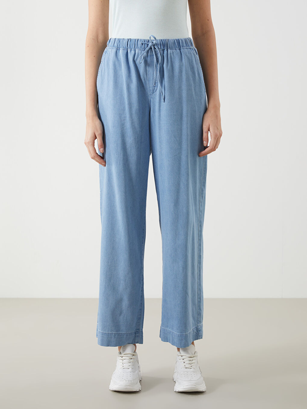 Elastic Waist Wide Leg Women's Jeans -S5ED55Z8-311