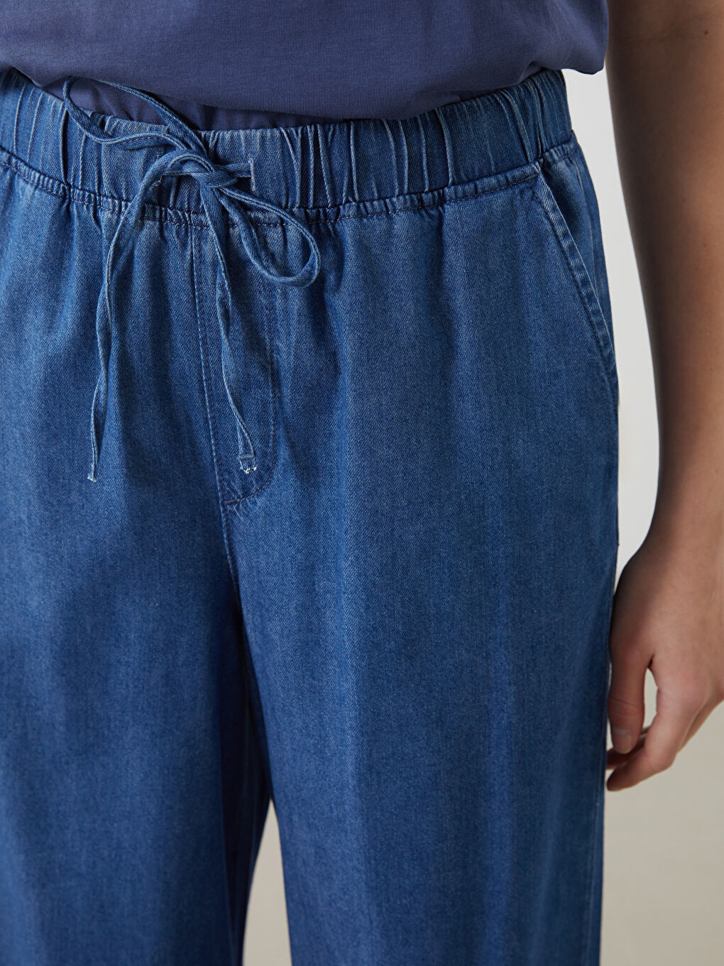 Elastic Waist Wide Leg Women's Jeans -S5ED56Z8-H45