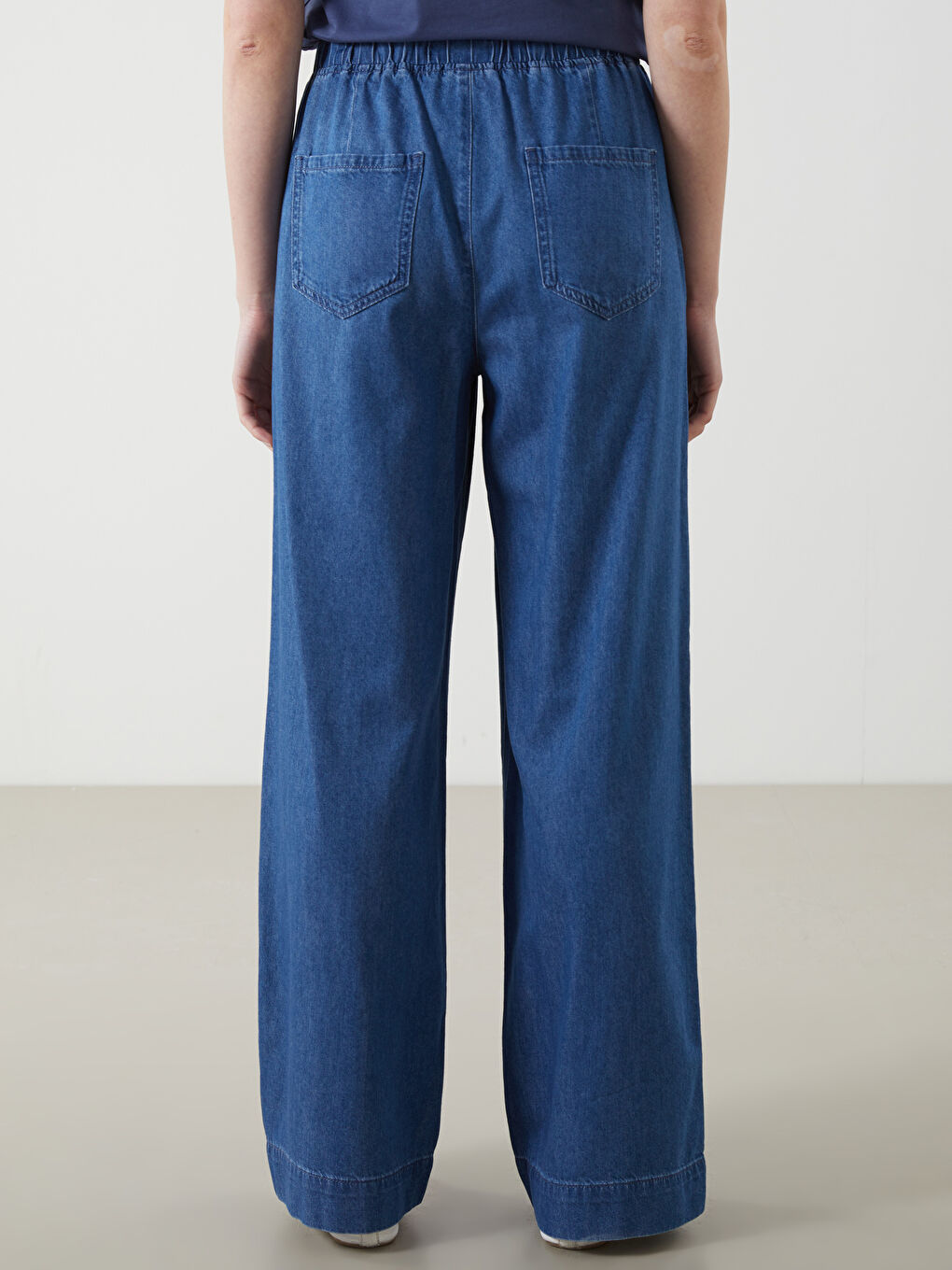 Elastic Waist Wide Leg Women's Jeans -S5ED56Z8-H45
