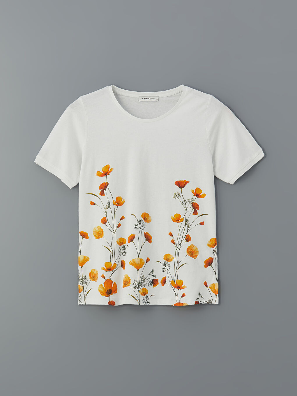 LCW Grace Crew Neck Floral Women's T-Shirt -S5ED70Z8-FE8