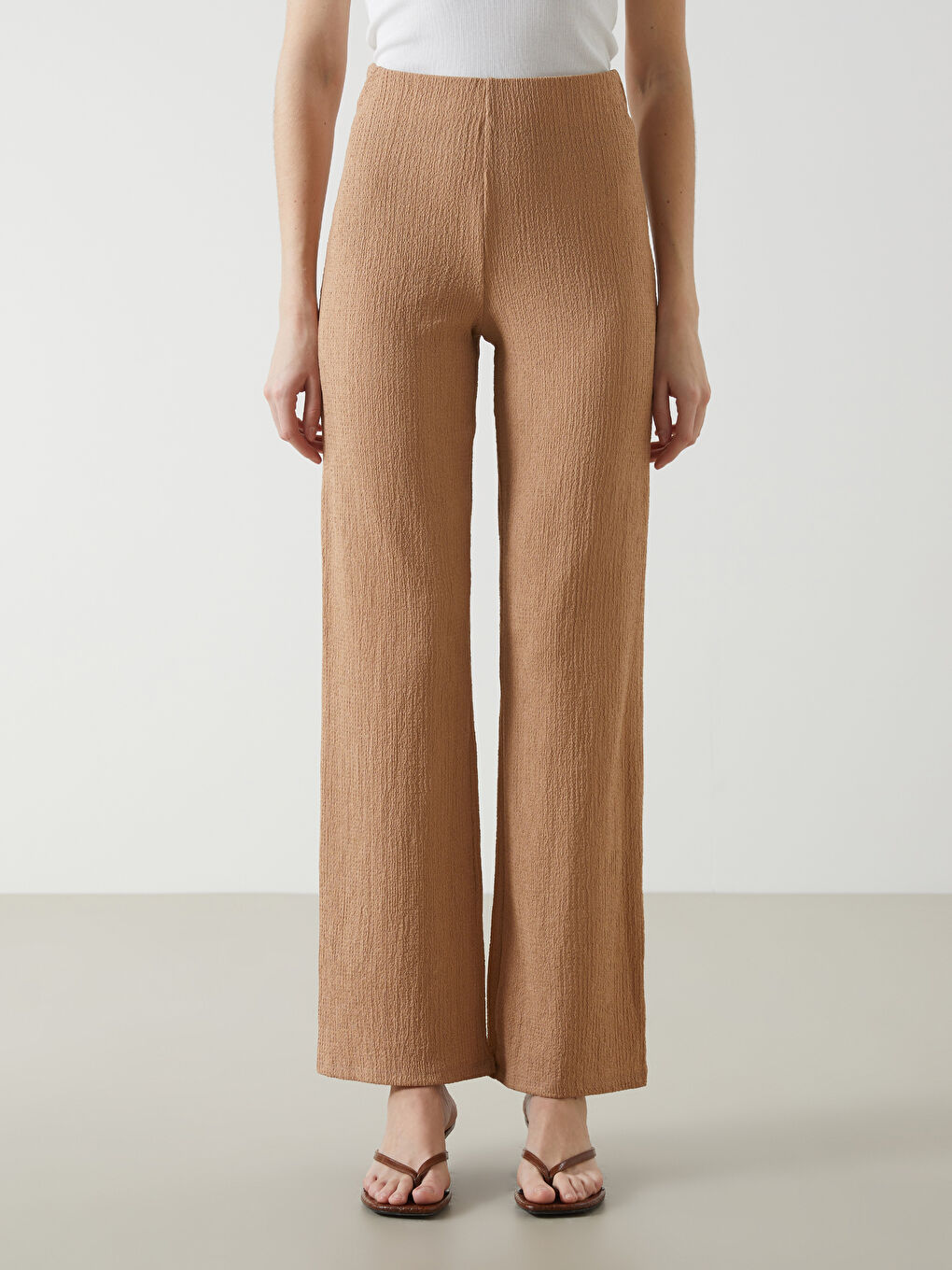 Elasticated Waist Textured Women's Trousers -S5ED72Z8-FJZ